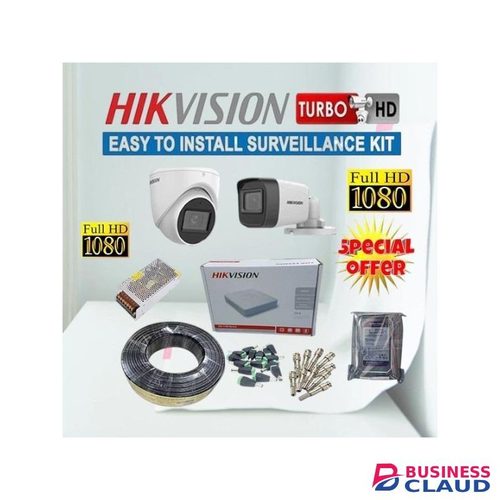 Hikvision 2 Camera 1080P CCTV Security Kit 4 Channel DVR Machine 500GB Night Vision Easy Installation Premium Quality Performance