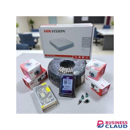 Hikvision 1080P Full HD 4 Camera Smart Hybrid Colored Night Vision CCTV Kit with DVR, Audio, and Cloud Backup