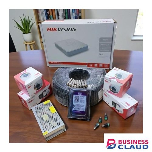 Hikvision 4 Camera 2MP Full HD Smart Hybrid Colored Night Vision CCTV System with Audio and 50M RG59 Coaxial Cable