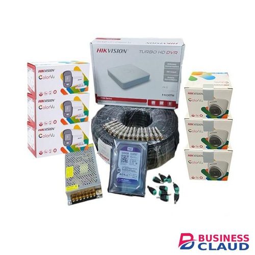 Hikvision High-Performance 6 1080P Full HD 2MP Resolution 24/7 Day & Night Vision Full-Color Images Audio Sound Recording ColourVu CCTV Surveillance Camera Complete Installation Kit + FREE 3M HDMI Cable