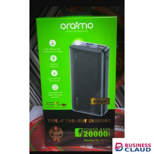 Oraimo power bank 20,000mAh//fast charging//travel c charging + c cable included