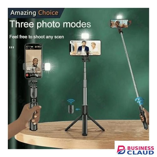 3-in-1 Wireless Bluetooth Selfie Stick Tripod with Detachable Remote Control Extendable Telescopic Foldable Phone Holder Stand for Android & iPhone Live Streaming Video Recording – Black