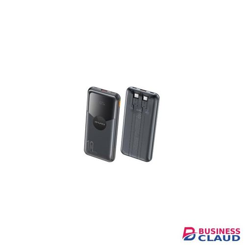 Awei P65K Power Bank 10,000mAh – Digital Display, Built-in Cables, Multiple Fast Outputs