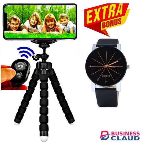 Sensitive Selfie Tripod Stand -Black + Free Watch