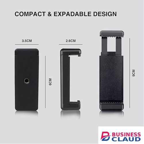 GeneAfrica Universal Mobile Monopod Holder Clip, Phone Camera Holder & Tripod Mount Adapter, Compatible with All Smartphones, Black (Pack of 1)