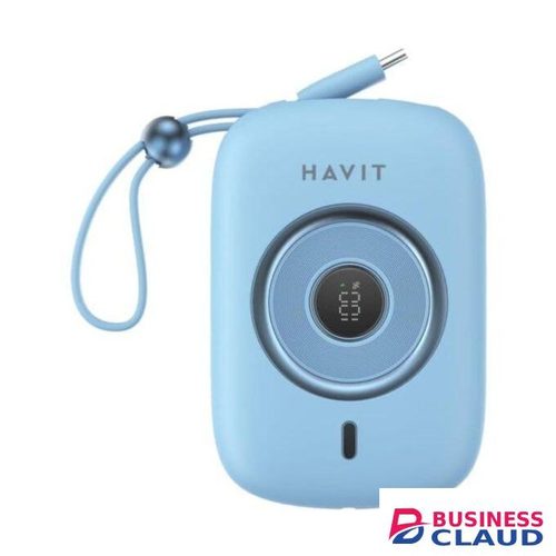 Havit PB5214 10,000mAh, 35W Power Bank, with USB-C cable - Light Blue
