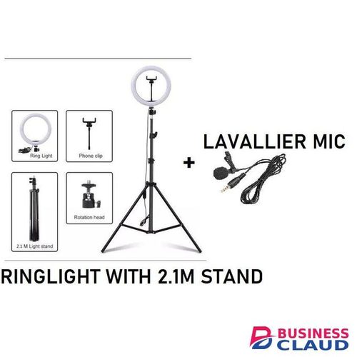 10INCH Selfie LED Ring Light With 2.1M Tripod Stand And Cell Phone Holder For Live Stream/Makeup 10" RINGLIGHT WITH LAVALLIER MIC