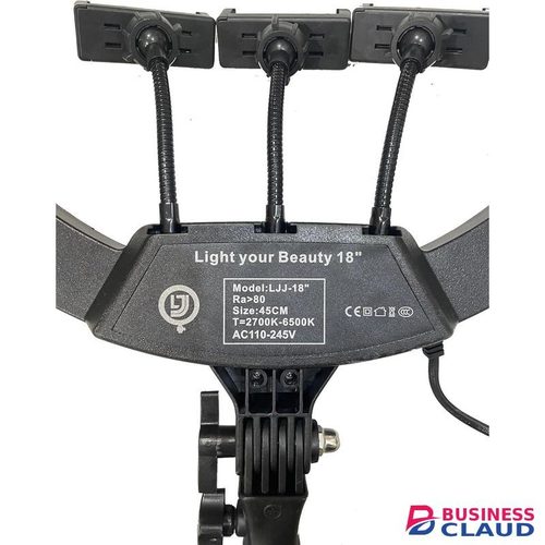 Professional 18-Inch (45cm) LJJ-45 LED Ring Light Kit with 2.1M Adjustable Tripod Stand, Remote Control, and 3 Phone Holders – Dimmable 3 Light Modes for Vlogging, Makeup, and TikTok