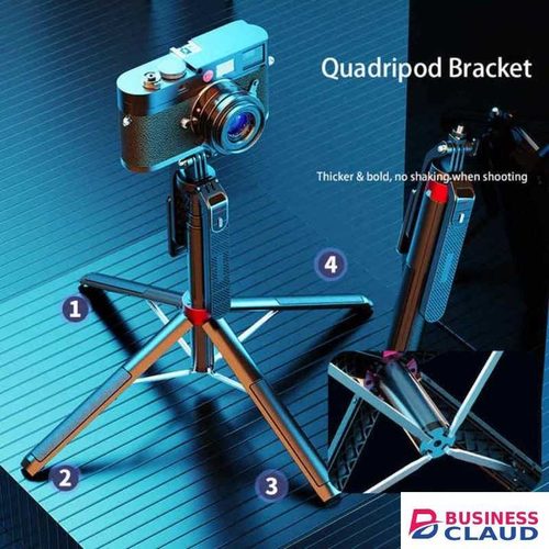 New P185 Aluminum Alloy Quadpod Shelf Bluetooth Selfie Stick Universal Phone Live Broadcast Floor Stand Han