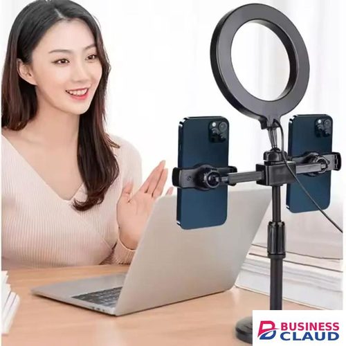 Ring light Universal Dual Position Mobile phone Clip Mini Metal Desktop Multi-function Tripod Bracket Holder // LED Ring Light with 360° Rotation Tripod – Best for Professional Photography