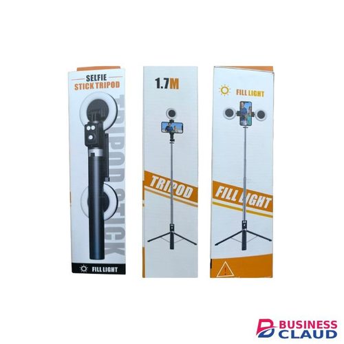Selfie Stick Tripod Stand With 2 Ring Lights Adjustable & Portable For Professional Photos & Videos"