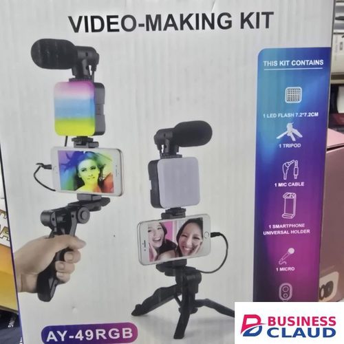 AY49 Compact Video Kit Tripod RGB LED Light Lavalier Mic for TikTok