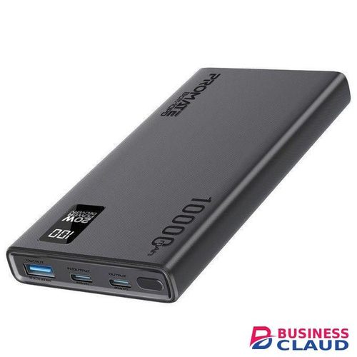 Promate 0000mAh Smart Charging Power Bank with 20W PD Dual USB-C and 22.5W USB-A Ports - Black