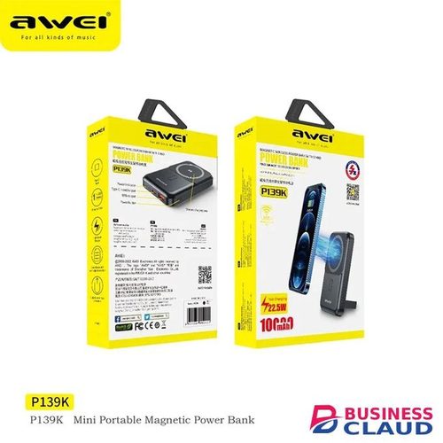 Awei P139K 10000mAh Power Bank 15W Magnetic Wireless Charger 22.5W Fast Charging