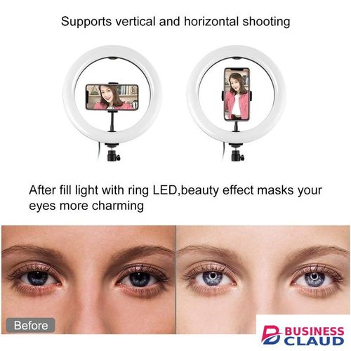 10-inch LED Ring Light Kit with 1.1m Tripod - USB Powered 3 Modes Dimmable Ringlight for Vlogging, Makeup, Live Broadcast, YouTube & TikTok - Professional Selfie Fill Light