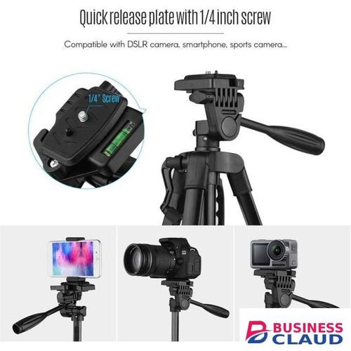 Black Tripod 3366 For Phone And Camera Black Tripod 3366 Tripod Stand With Quick Release Plate