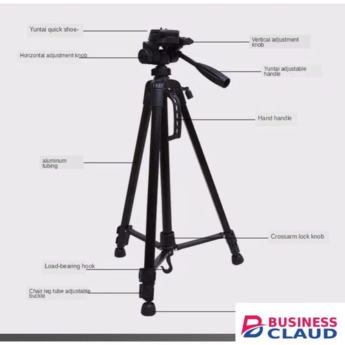 Durable Build Black Tripod 3366 Tripod Stand With Quick Lock System And Adjustable Swivel For Camera Use