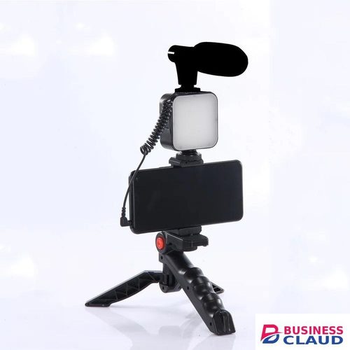 AY-49 RGB HD Video Kit for Vlogging – Tripod, Mic, Remote & Adjustable Brightness Light for Clean Footage