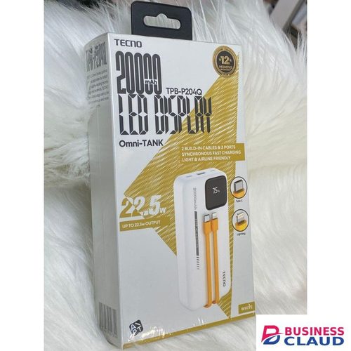 Tecno Tecno20000mAh LED Display Fast Charging Power Bank TPB-P204Q Omni-TANK Black