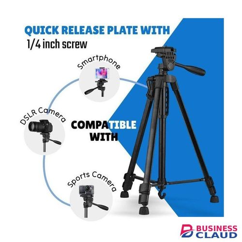 3366 Black Tripod With Mount Clip Black Tripod 3366 Adjustable Tripod Stand For Recording