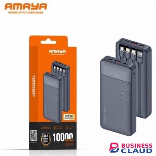Amaya sweet home APB-F129 10,000mAh 22.5W power bank with 4 built in cables - Black