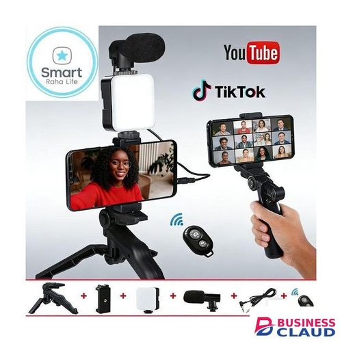 RahaLife Tripod Stand Phone Holder with Ring Light Microphone for Video Recording Tiktok Youtube