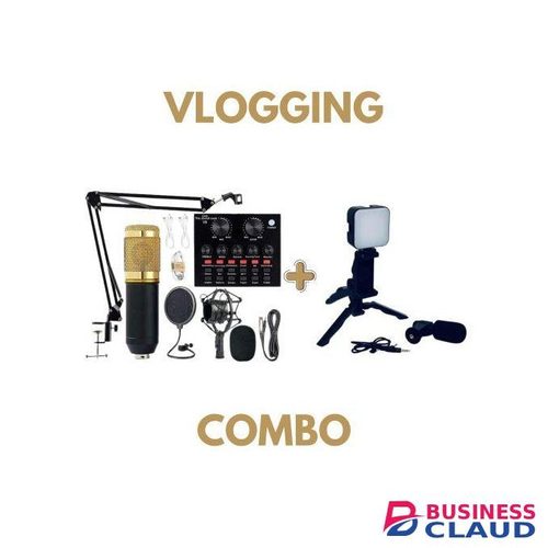 PROFESSIONAL Condenser Microphone BLUETOOTH BM-800 Mic Kit Live Sound Card V8 & Vlogging Kit AY-49, LED Light, Microphone, Tripod, Bluetooth Remote