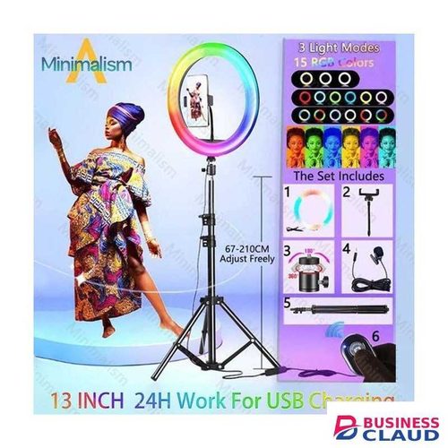 6pcs/Pack RGB Ring Light 13Inch+2.1M Tripod Stand For Tiktok Youtube Photograph