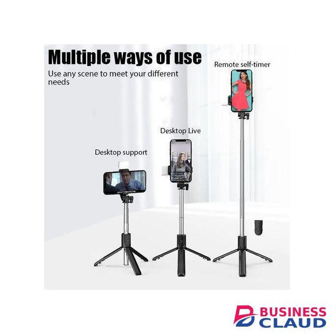 3 in 1 Selfie Stick Tripod Stand With Bluetooth Remote Extendable height, Square Ring Light, 360 rotating Phone Holder For Smartphone