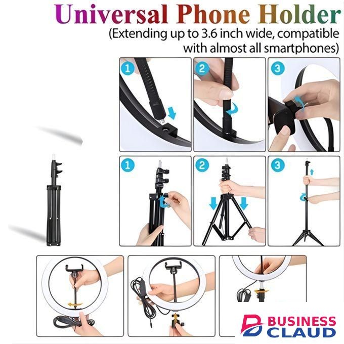 tripod 6 in 1 Ring Light 10 INCH 12 INCH 14 INCH Circular Selfie LED Fill Ring Light with 2.1M Stand And Cell Phone Holder For Live Stream/Makeup Live Broadcast Dimmable LED RingLight 3 Color Modes 10 Brightness Level For YouTube Live TikTok Video Recordi