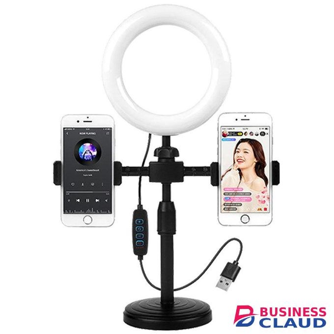 PROFESSIONAL WIRED RING LIGHT 16CM WITH DOUBLE MOBILE CLIP STAND – IDEAL FOR LIVE STREAMING & ZOOM