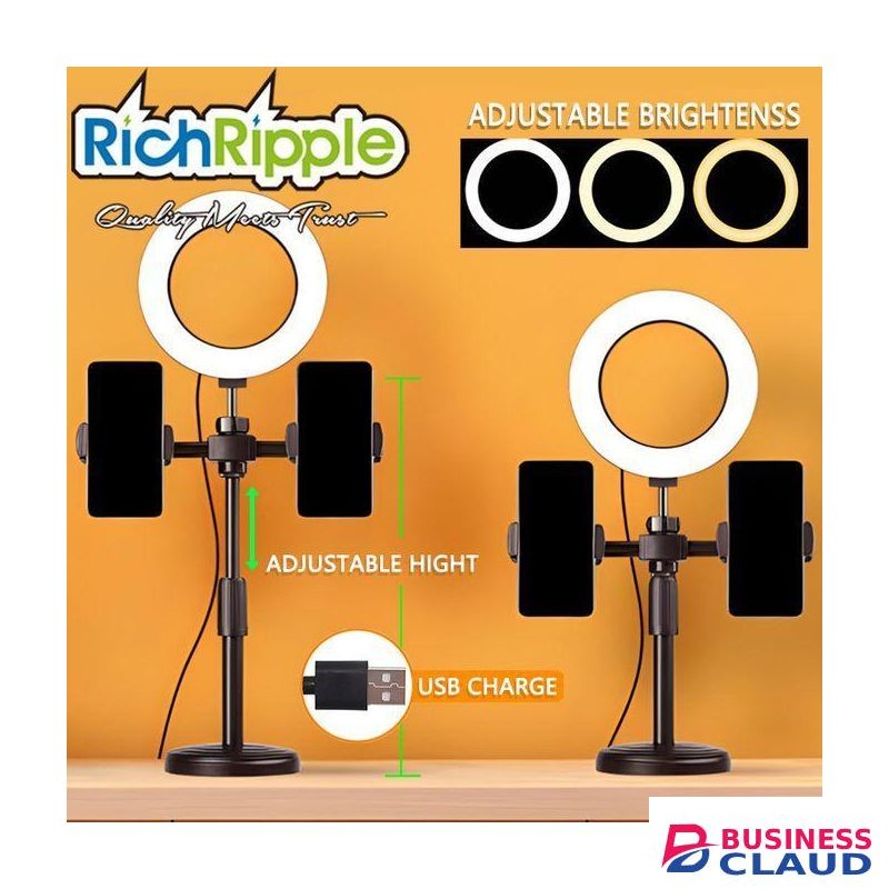 6Inch LED Selfie Ring Light & Tripod Stand 2 Phone Holders