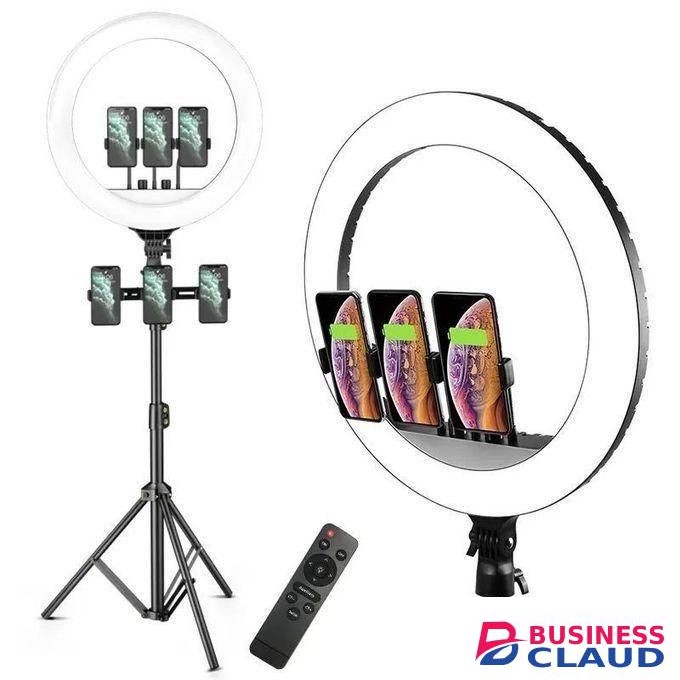 High-Quality 14” LED Ring Light With 2.1m Tall Tripod Stand, Multi-Mode Brightness & USB Power For YouTube & TikTok Videos