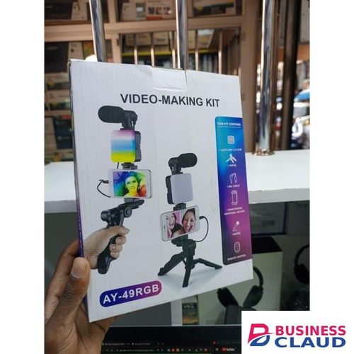 AY-49 RGB Influencer Video Kit – LED Light + Tripod Stand + Mic