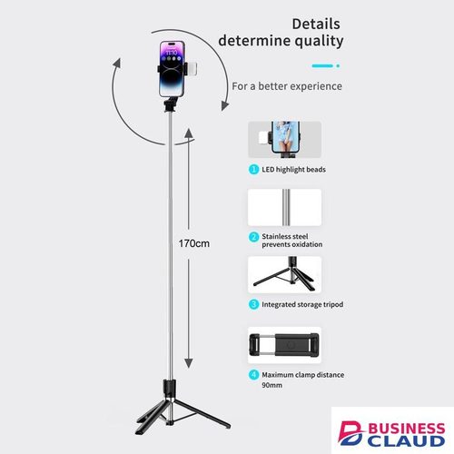 ShebSheb 4-in-1 Multifunctional Selfie Stick, Extendable Cell Phone Tripod Stand with Wireless Remote and Phone Holder Compatible with iPhone and Android Phones for Selfie and Video Recording