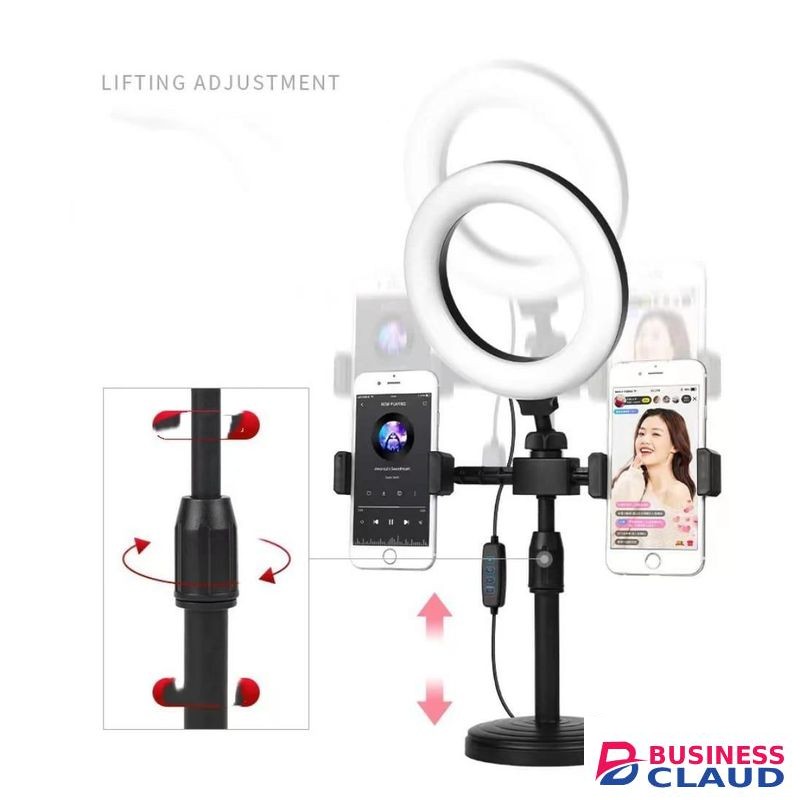 6 Inch LED Selfie Ring Light with 3 Brightness Modes Dual Phone Holder Adjustable Stand for Makeup Live Streaming Video Recording Content Creation