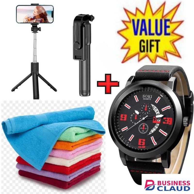 PHONE TRIPOD STAND SELFIE STICK MULTIFUNCTIONAL WIRELESS STAND +WATCH +FACE TOWELS