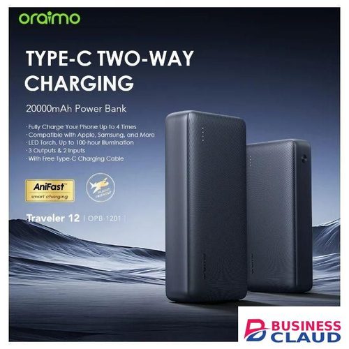 Oraimo OPB-P204D Traveler 4 20000mAh 2.1A Triple Ports Fast Charging LED Power Bank - Black