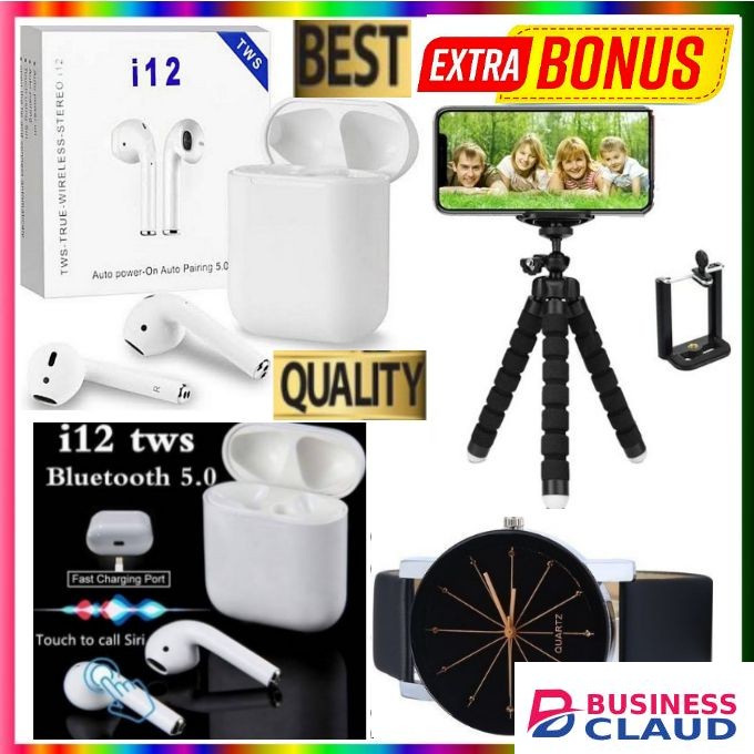 Phone Tripod Stand For Smartphone Selfies +BT Earbuds, Watch