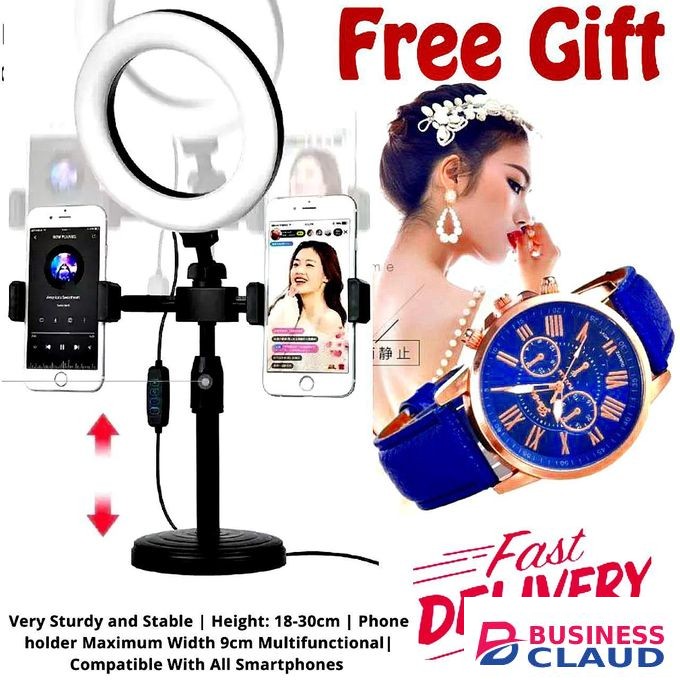 Adjustable Phone Stand Ring Light for Clear Lighting // Geneva Ladies Watch