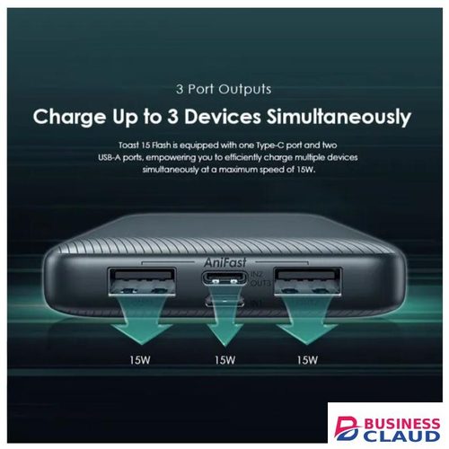 Oraimo Toast 15 Flash 10000mAh Fast Charging Power Bank with 15W Type-C IN & OUT Charge Multiple Devices 3 OUTPUTS Wide Compatibility Multi-Protection Safety System