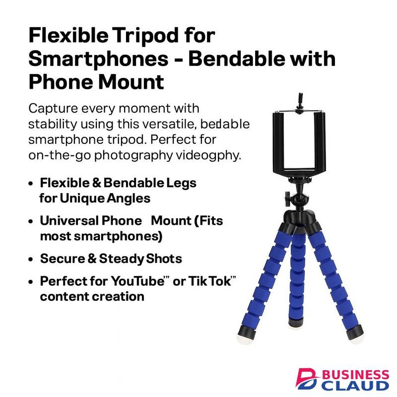Multi-Purpose Flexible Tripod Holder – Secure Grip for Phones, GoPro, DSLR – Perfect for Vlogging & Photography