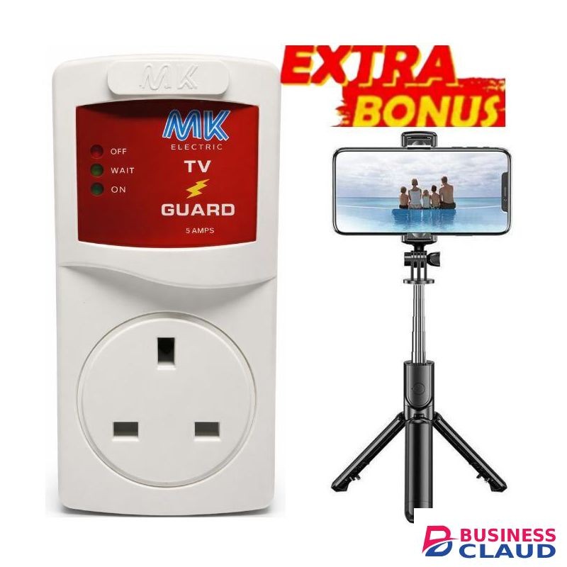 MK Smart TV Guard Voltage Power Protector Against Power Surges + FREE GIFT SMARTPHONE SELFIE TRIPOD STAND