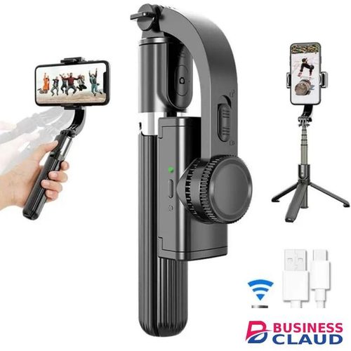 Gimbal Stabilizer Selfie Stick Tripod 3-in-1, Bluetooth Remote, 1-Axis Gyroscope, Foldable Design