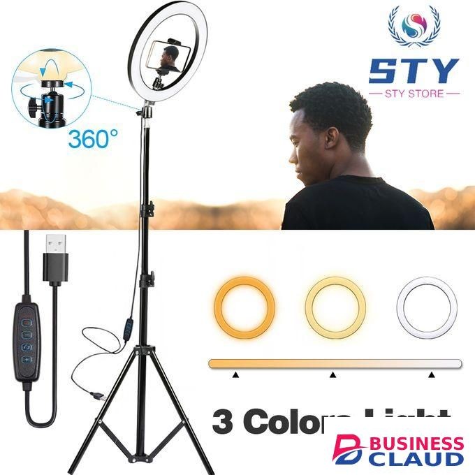 2M Tripod Stand + 10 Inch LED Ring Light Selfie