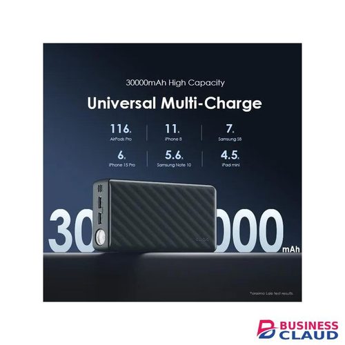 Oraimo PowerBox 300 Lit 30000mAh 15W Power Bank - 15W Type-C Input & Output, 3 Outputs (2 USB-A + Type-C), LED Torch, AniFast Fast Charging, Multi-Protection