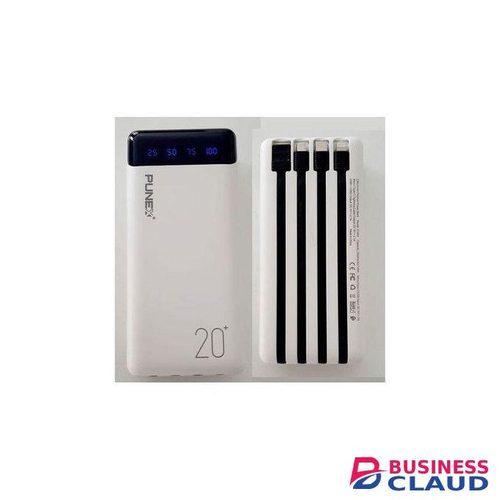 Punex Fast Charging 20000mAh Power Charging Bank - White - With Cables