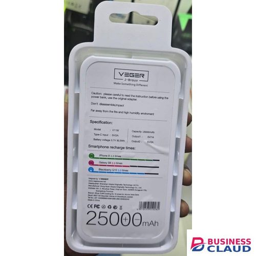 VEGER 25000mAh USB Battery Pack – Safe & Long-Lasting Power