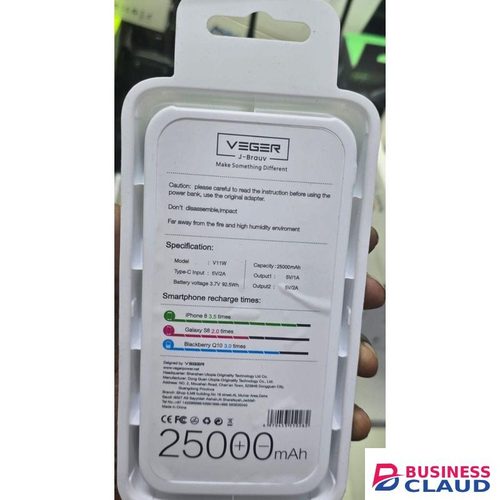 VEGER 25000mAh Battery Backup – USB-Powered Emergency Charger
