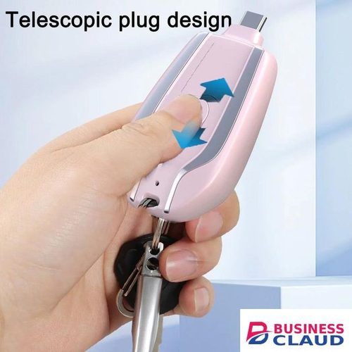 Keychain Portable 1500mAh Mini Power Emergency Pod, Pink